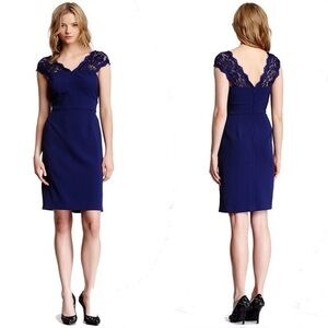 Adrianna Papell Navy Blue Lace Sleeveless Cocktail Dress Size 14